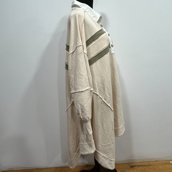 Free People Blair Oversized Sweatshirt Dress, New, Oatmeal Combo, Small - Picture 5 of 7